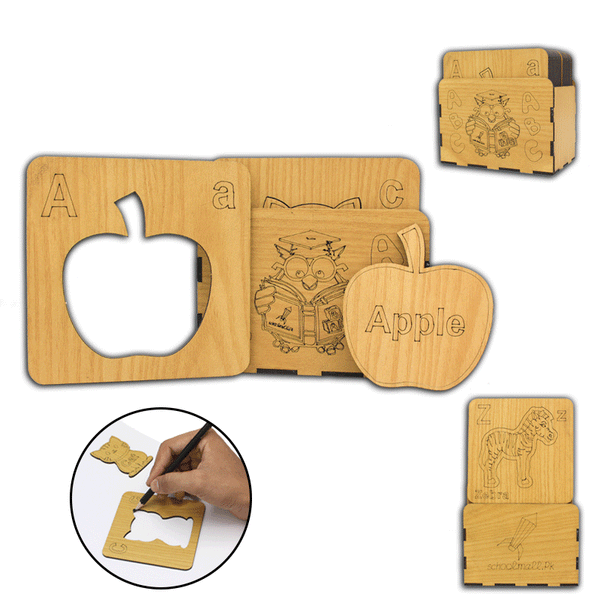 Kids Wooden Alphabet Drawing Stencils