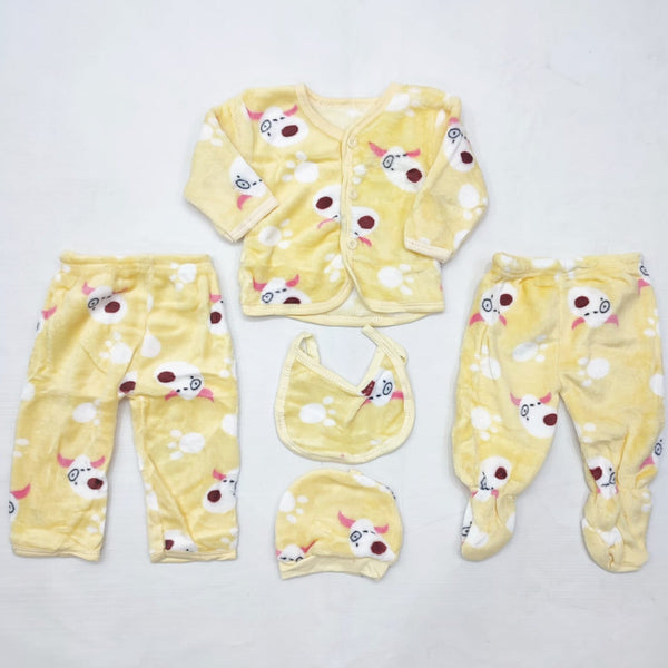 5 pieces Baby Suit for winter - yellow cow