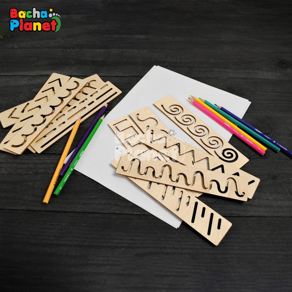 Wooden Montessori stencil set for toddler, Educational Toy for Kids, Wooden stencils set
